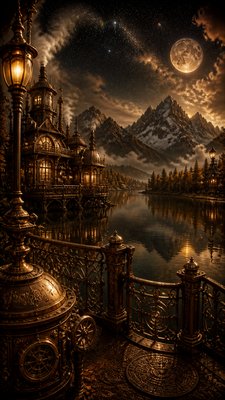 Steampunk Art Style phone wallpaper example
