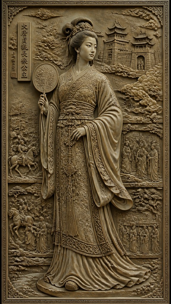 full-length portrait of an elegant figure — Relief Carving Sculpture Style