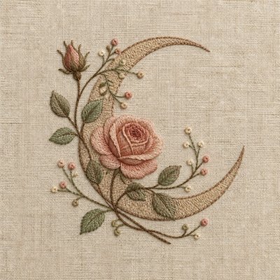 Hand Embroidery Illustration / Textile Art tattoo design example