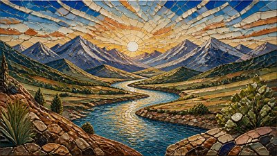 Ceramic Mosaic Art Style desktop wallpaper example