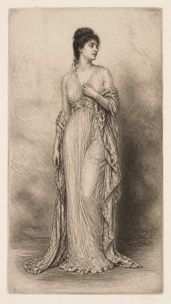 full-length portrait of an elegant figure — Etching Print Style