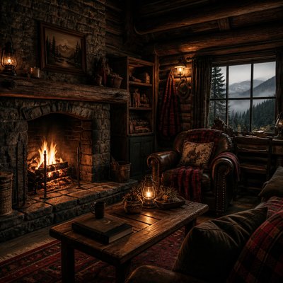 Rustic Cabin Interior Design album cover example