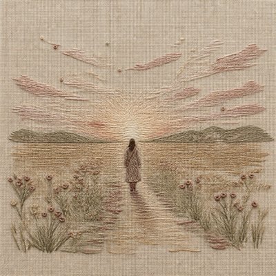 Hand Embroidery Illustration / Textile Art album cover example