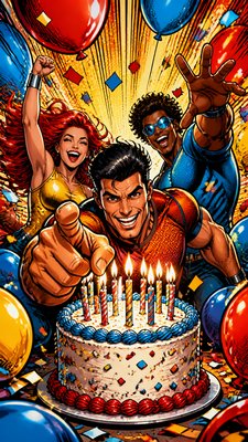 Superhero Comic Art birthday card example