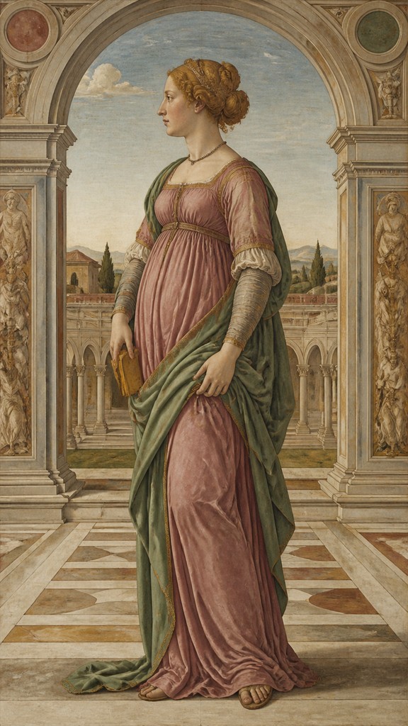 full-length portrait of an elegant figure — Florentine Renaissance Art Style