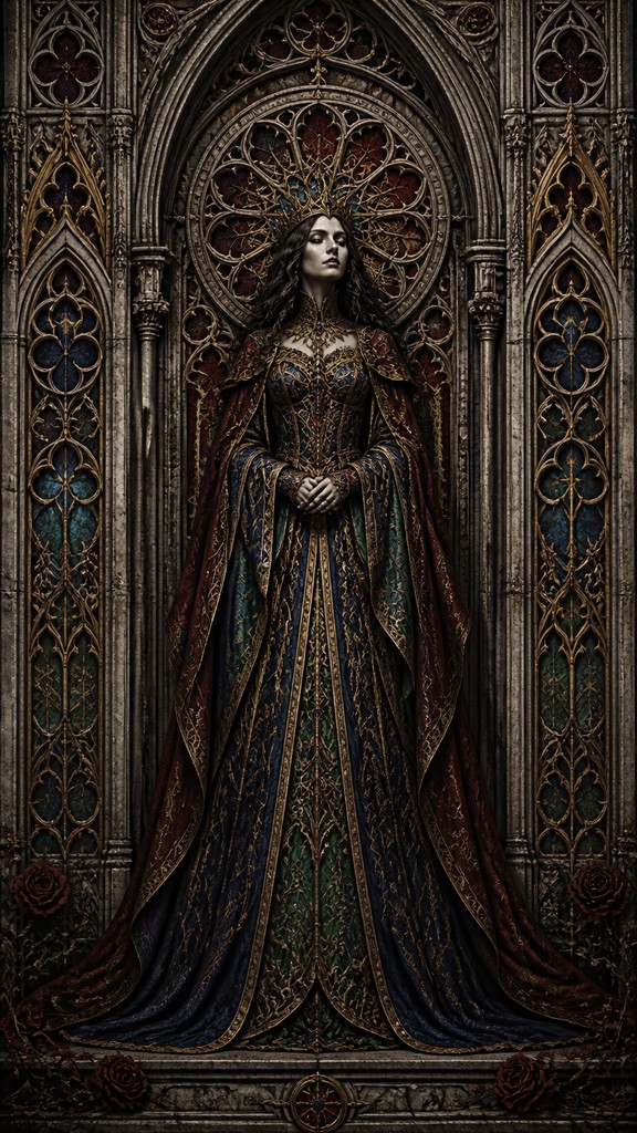 full-length portrait of an elegant figure — Gothic Architecture Art