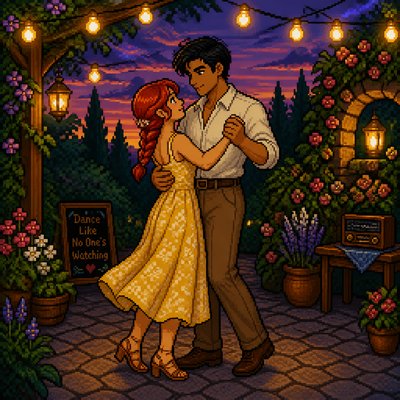 16-Bit Pixel Art Style couple portrait example