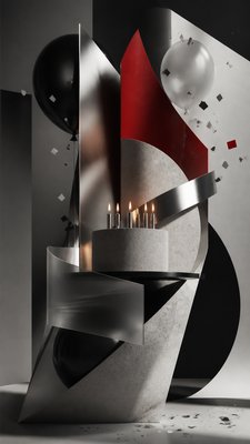 Modern Abstract Sculpture Art Style birthday card example