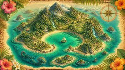 Tropicalcore Aesthetic fantasy map example