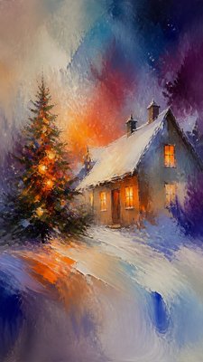 Abstract Landscape Art Style Christmas card example