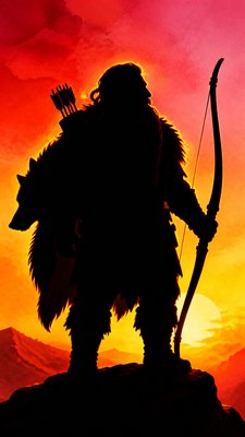 Sunset Silhouette Art Style tabletop character portrait example