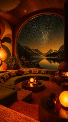 Retro 70s Interior Design phone wallpaper example