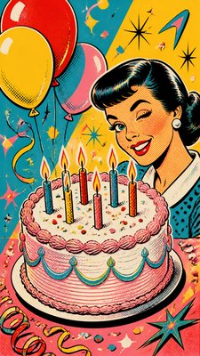 Retro Pop Art Style birthday card example