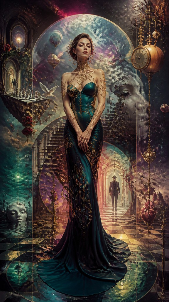 full-length portrait of an elegant figure — Surrealist Landscape Art Style