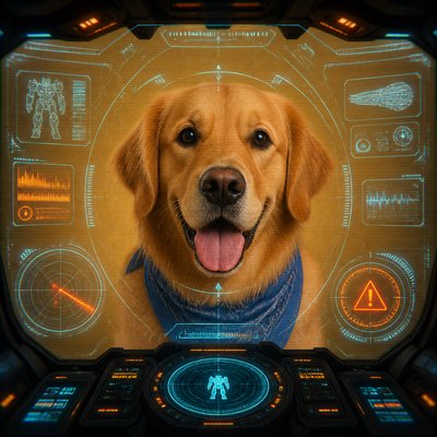 Mecha Pilot Interface View pet portrait example
