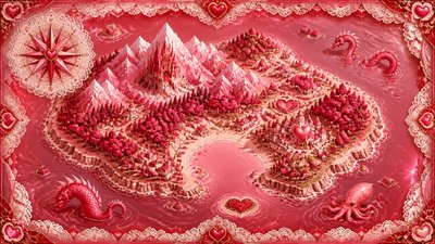 Lovecore Aesthetic fantasy map example