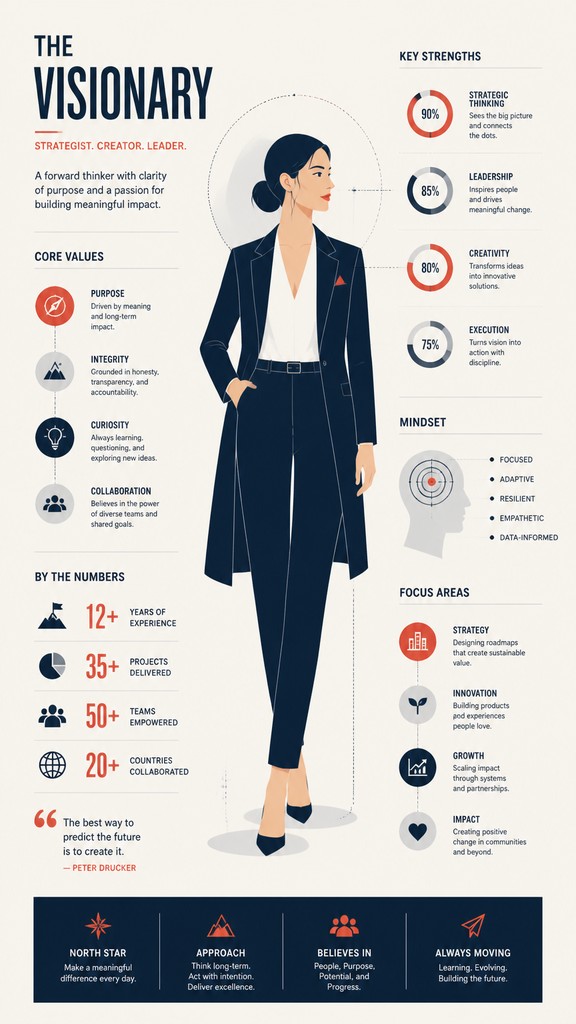full-length portrait of an elegant figure — Infographic Poster Design