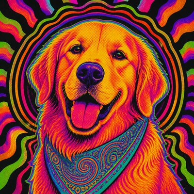 Psychedelic Poster Design pet portrait example