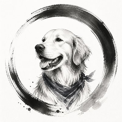 Zen Circle Minimalism Art Style pet portrait example