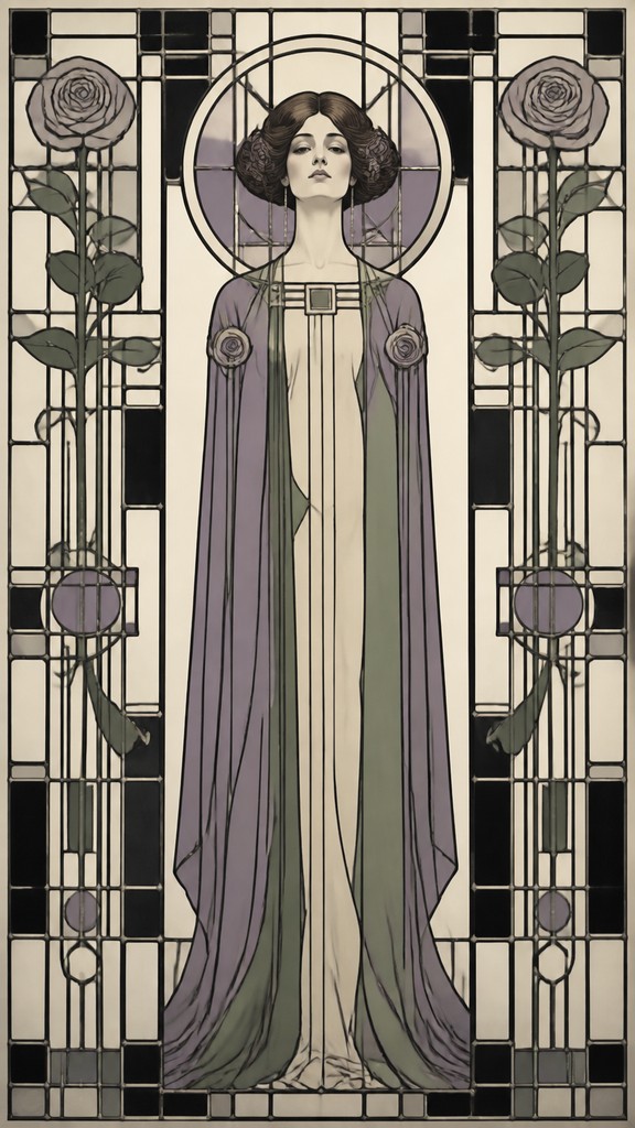 full-length portrait of an elegant figure — Glasgow Style Art Nouveau