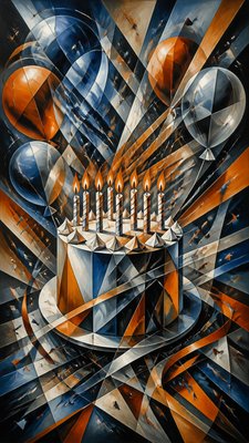 Cubo-Futurism Art Style birthday card example