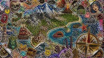 Sticker Bomb Street Art Style fantasy map example