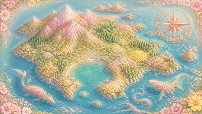 Bloomcore Aesthetic fantasy map example