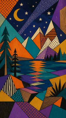 Synthetic Cubism Art Style phone wallpaper example
