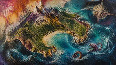 Abstract Expressionist Modern Art Style fantasy map example