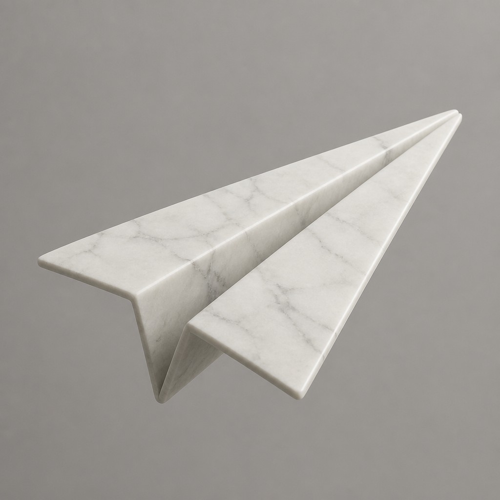 a paper plane, clean minimal composition on a plain background, no text — Classical Marble Sculpture Art Style icon