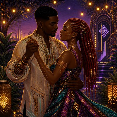 Afrofuturism Art Style couple portrait example