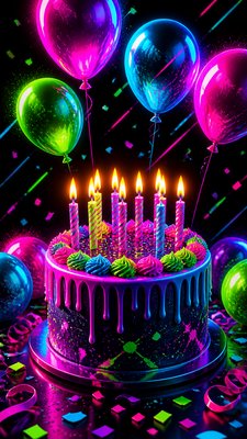 Neon Pop Art Style birthday card example