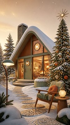 Mid-Century Modern Interior Design Christmas card example