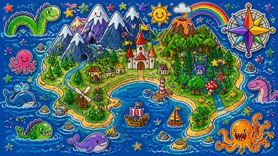 Kidcore Aesthetic fantasy map example