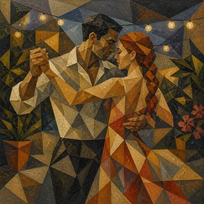 Cubist Modern Art Style couple portrait example
