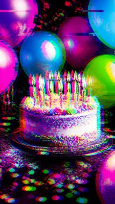 Digital Glitch Modern Art Style birthday card example
