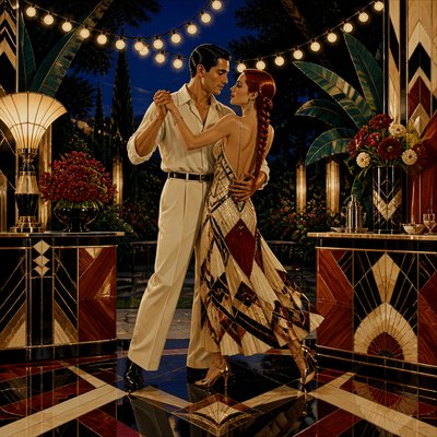 Art Deco Furniture Art couple portrait example