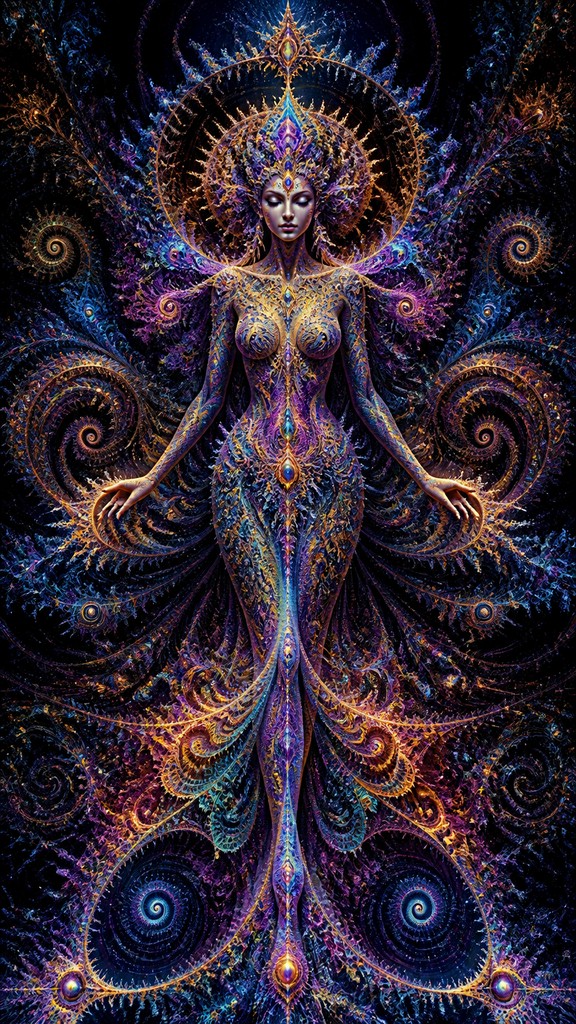 full-length portrait of an elegant figure — Fractal Abstract Art Style
