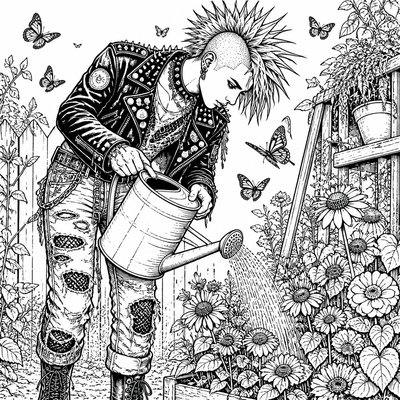 Punk Fashion Style coloring page example
