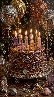Wire-Wrapped Jewelry Style birthday card example