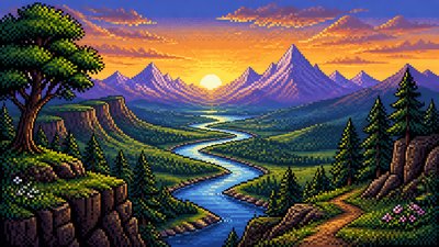 16-Bit Pixel Art Style desktop wallpaper example