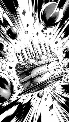 Shonen Battle Manga Art Style birthday card example