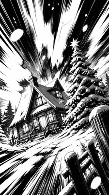 Shonen Battle Manga Art Style Christmas card example