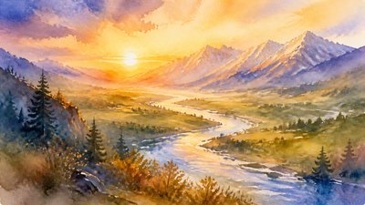 Watercolor Portrait Art Style desktop wallpaper example