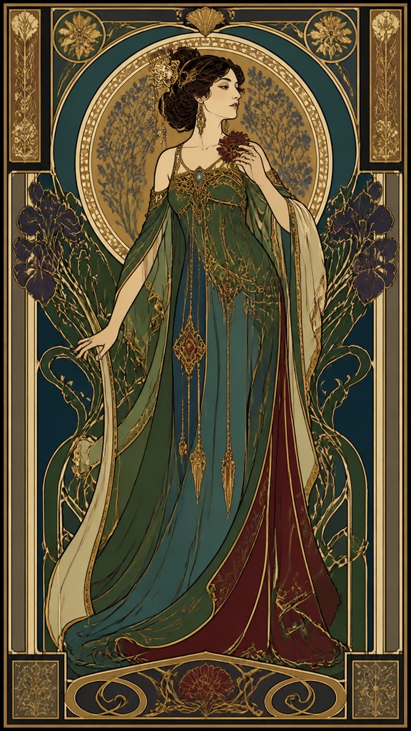 full-length portrait of an elegant figure — Art Nouveau Style