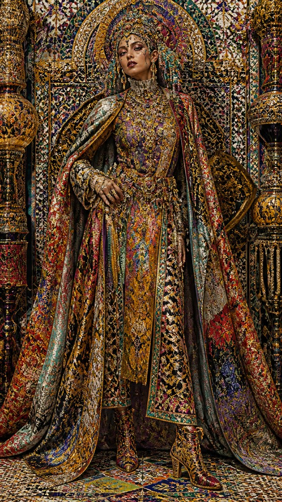 full-length portrait of an elegant figure — Maximalism Art Style