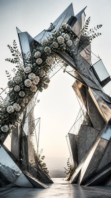 Deconstructivist Architecture wedding invitation example