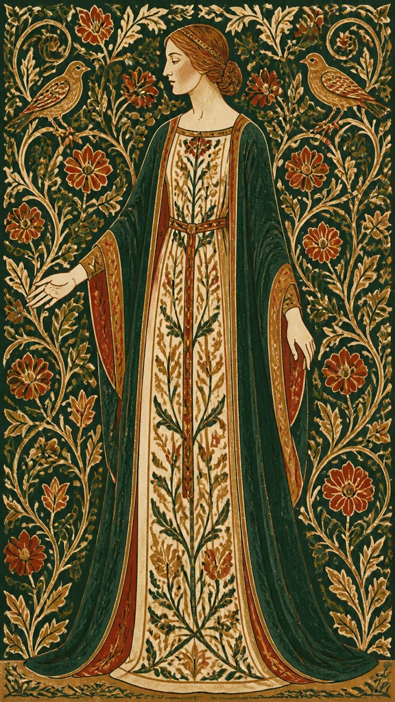 full-length portrait of an elegant figure — Arts and Crafts Style