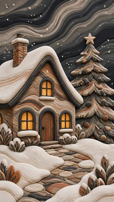 Nerikomi Ceramic Art Style Christmas card example