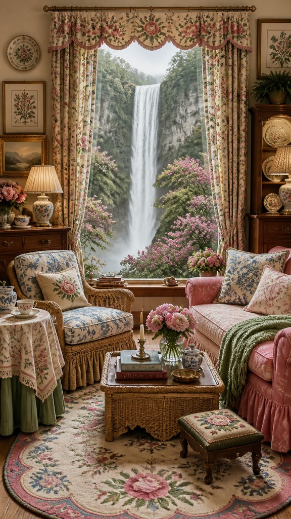 towering waterfall cascading down a cliff — Grandmillennial Aesthetic